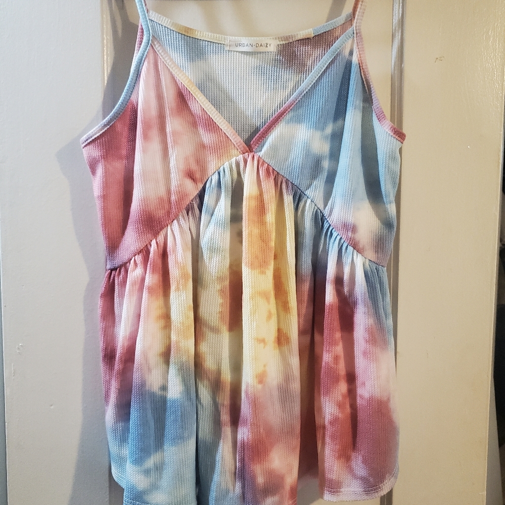 Peplum tank size large rainbow tiedye